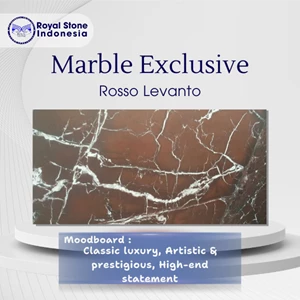 Batu Marmer Rosso Levanto Premium – Dark Red Marble dengan White Dramatic Vein untuk Interior Luxury Statement