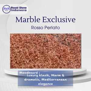 Batu Marmer Rosso Perlato Premium Slab – Motif Coral Fossil Eksklusif Luxury Red Marble