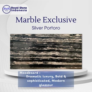 Marmer Silver Portoro Premium – Exotic Black Silver Vein Luxury Marble Slab
