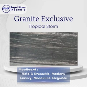 Granite Tropical Storm Bookmatch – Granit Hitam Eksotis Dramatic Vein 