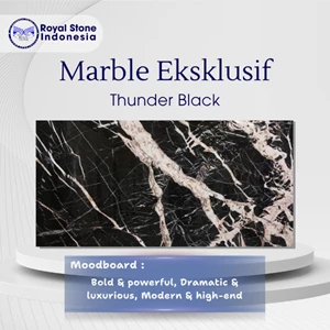 Marmer Thunder Black Premium – Bold White Vein Black Marble