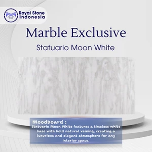 Statuario Moon White Marble – Marmer Putih Premium Elegan untuk Interior Modern Luxury